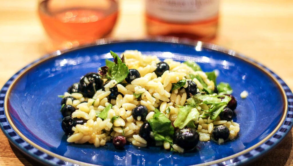 Blueberry Peach Orzo Salad